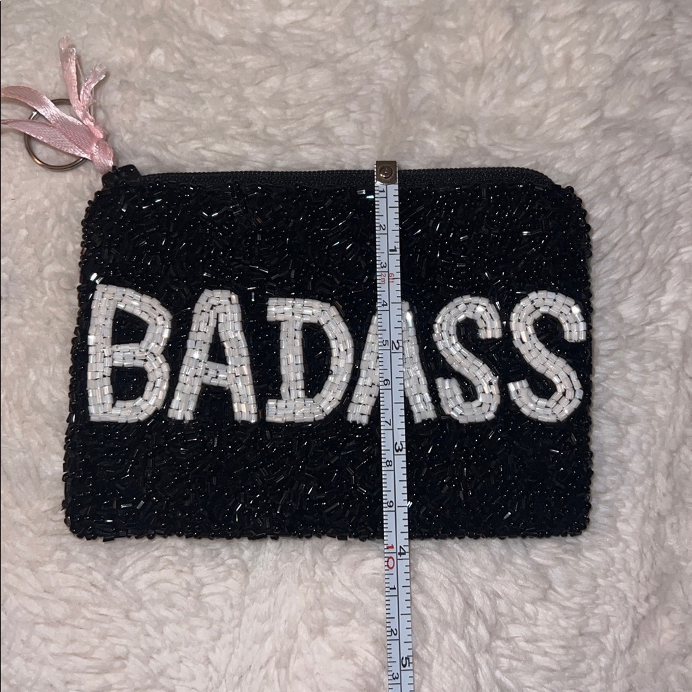 NWT ‘Badass’ Beaded Zippered Keychain Pouch - Picture 5 of 5